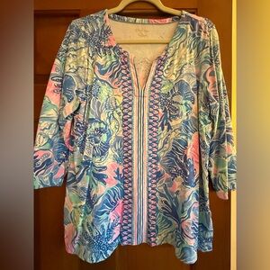 Lilly Pulitzer Blue and Pink Swirl Top